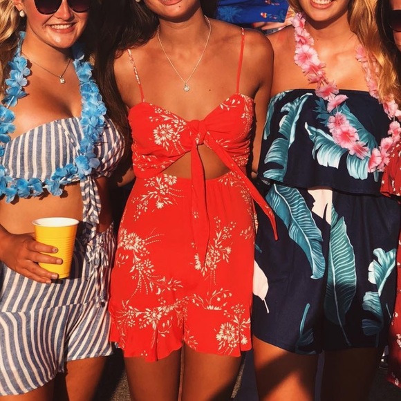 Red Floral Summer Dress - Picture 1 of 3